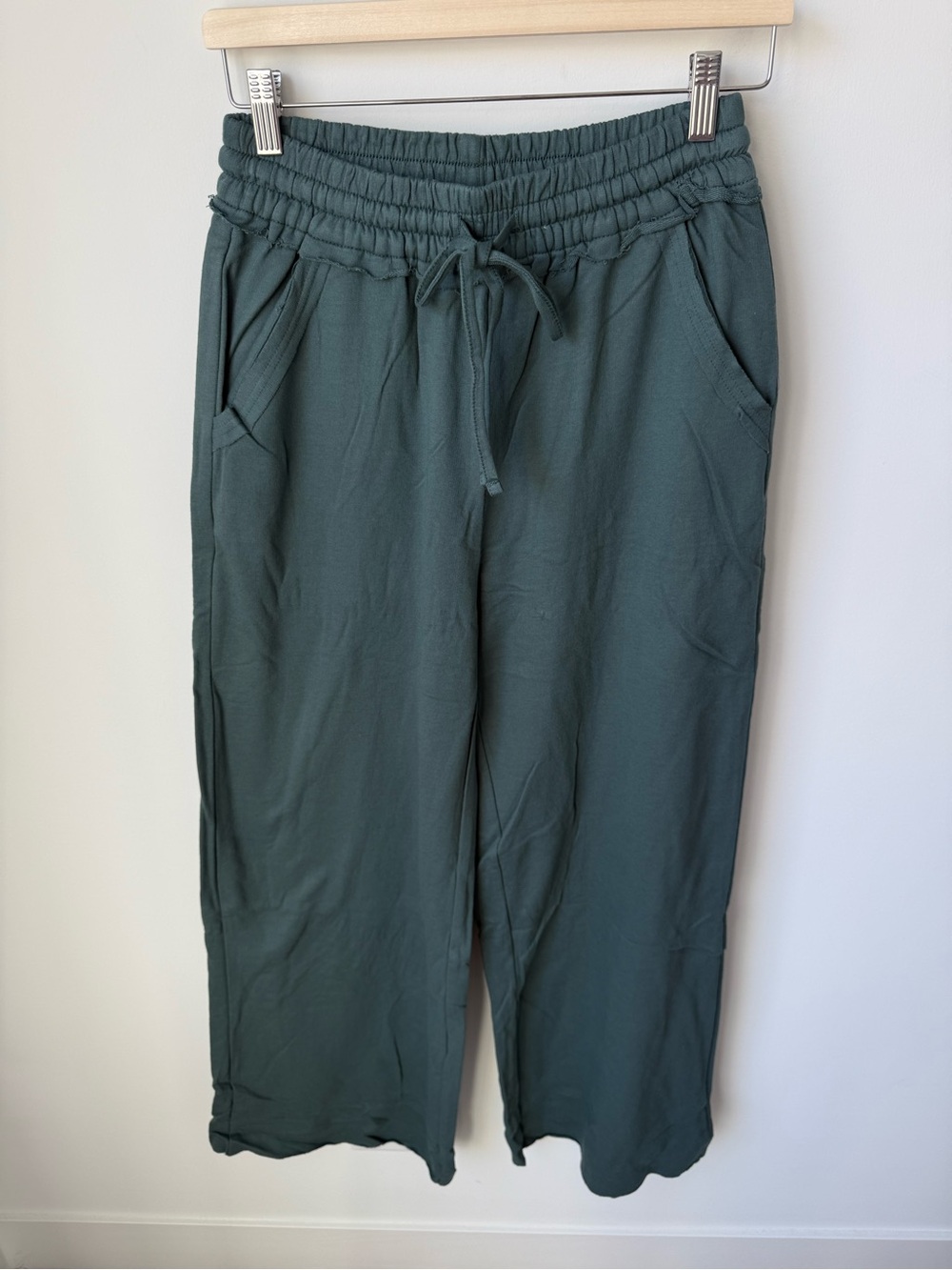 Zenana Women’s NWT 100% Cotton French Terry Wide Leg Pants - Ash Jade | S-L